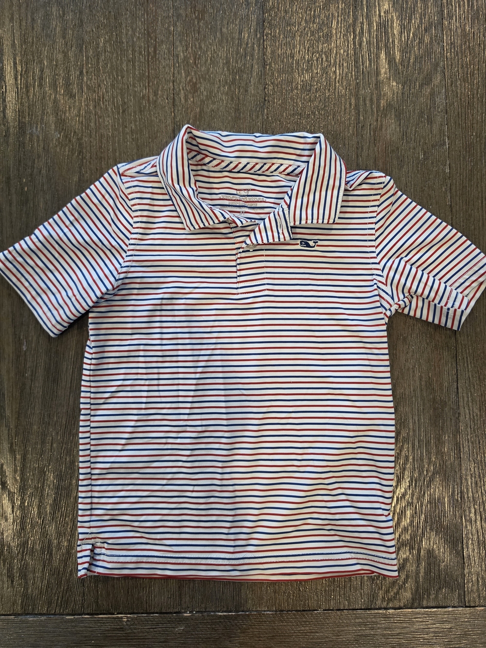 Vineyard Vines White Polo with Red & Blue Stripes